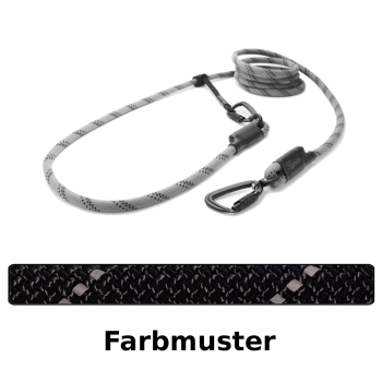 EASYLONG Hundeleine TWIST - L - 4m - schwarz mit reflektierenden silber Strichen